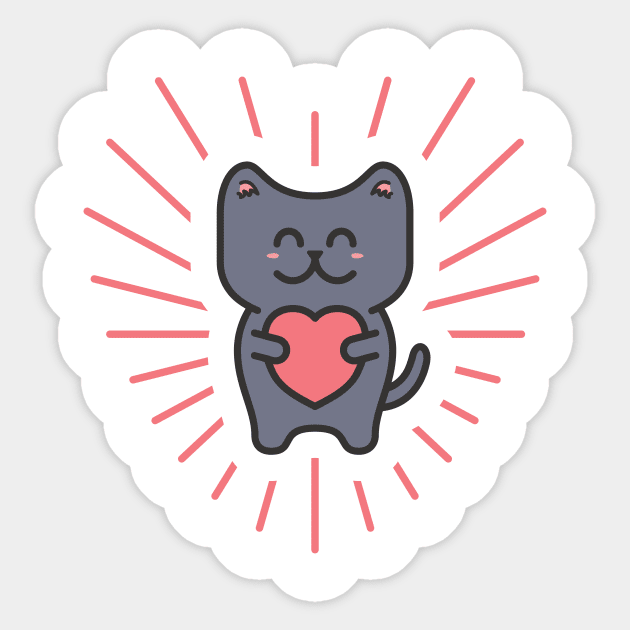 Cute Blue Love Cat Sticker by Mob73